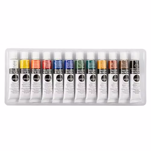 Daler-Rowney Simply Gouache Paint Set, 12 Assorted Colours, 12ml per Tube, Multicolour – 2