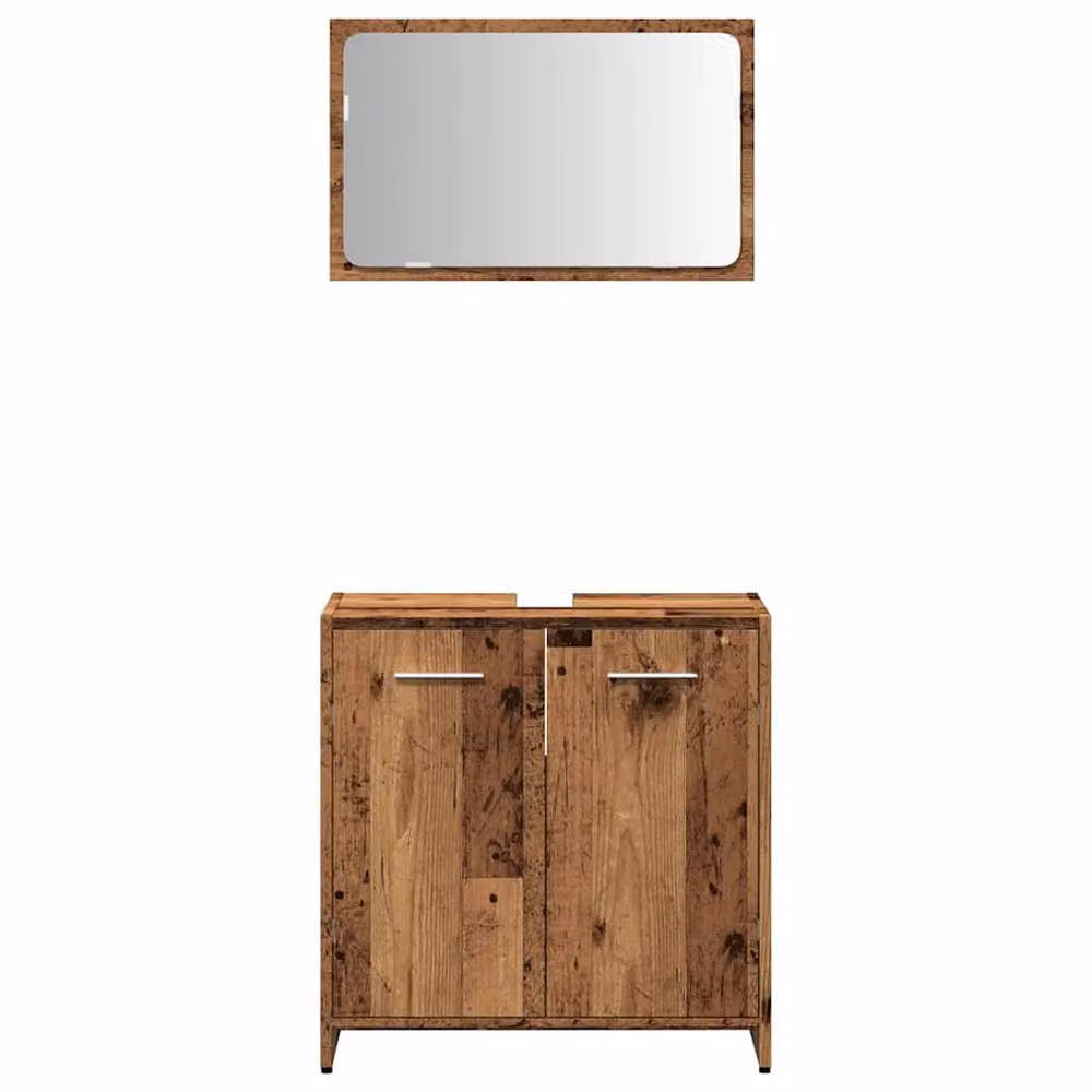 Berkfield Home Wall Mounted Bathroom Cabinet with Mirror in Brown Old Wood – 3