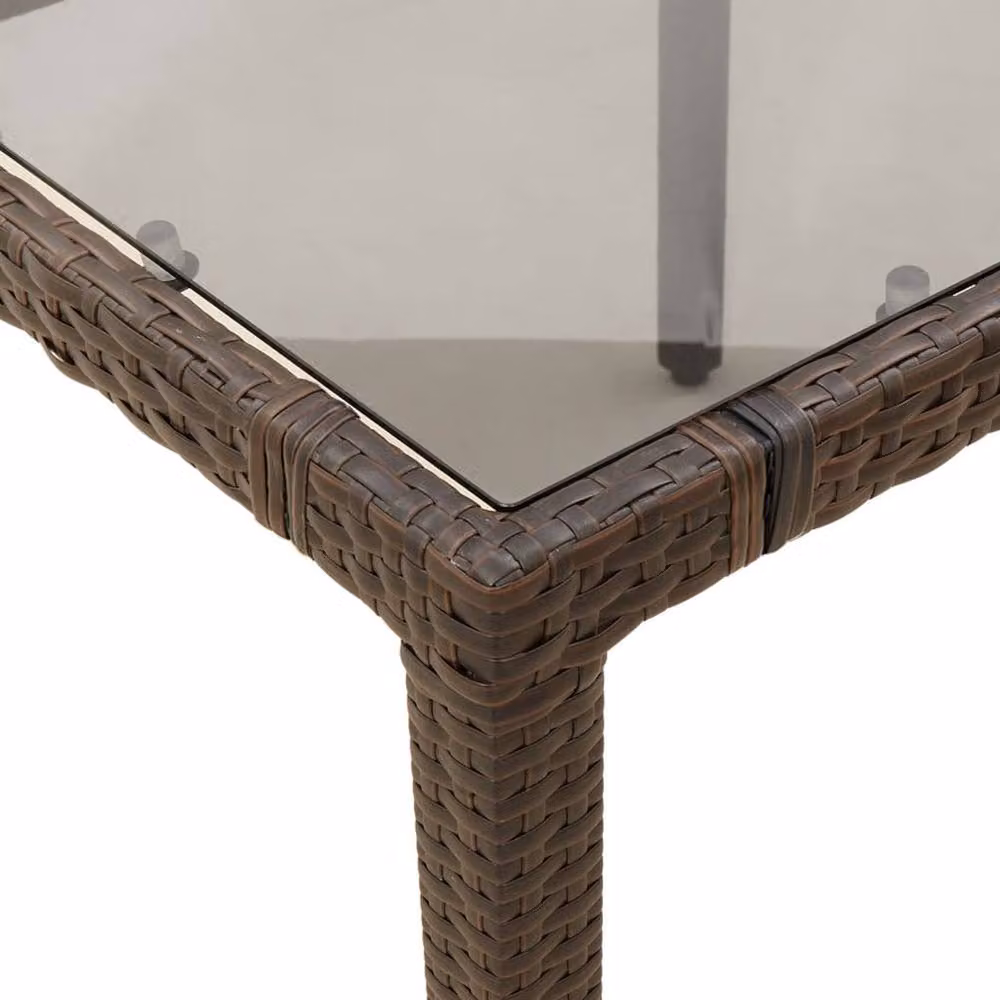 Berkfield Home Brown Poly Rattan Extendable Garden Table with Glass Top W/D/H: 190 x 90 x 75 cm – 4