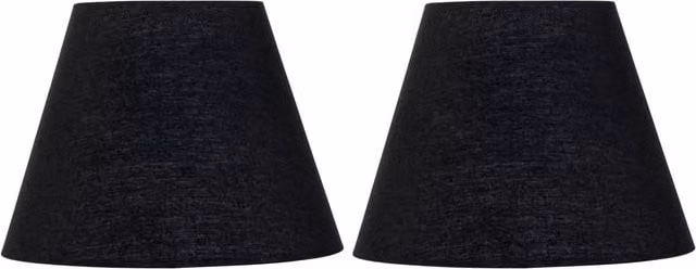 First Choice Lighting Set of 2 Black Cotton Tapered Fabric Lamp Shades, Diameter: 20 cm