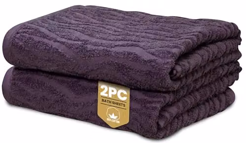 Rapport Home Safari 2 Pack Damson Bath Sheets, 500GSM 100% Cotton, W: 90 cm, H: 140 cm – 3