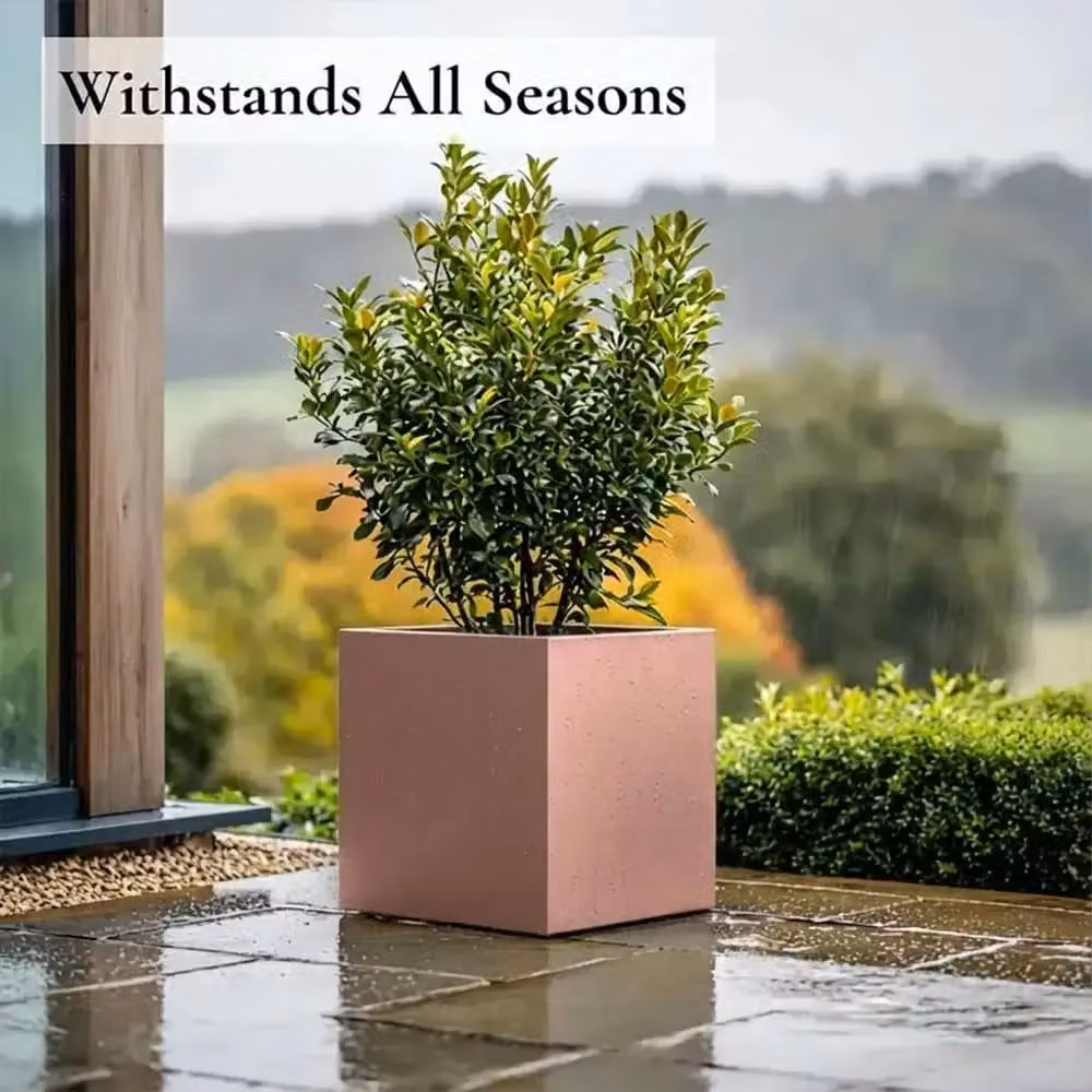 Tulipy Gold Galvanised Steel Square Planter Tub W: 50 cm, D: 50 cm, H: 50 cm – 5