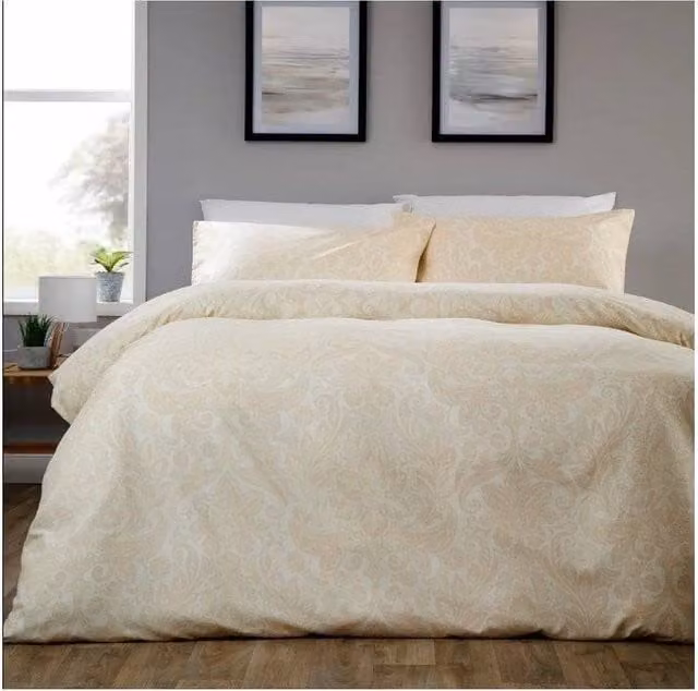 New Edge Blinds Aria Microfibre Seersucker Duvet Cover in Beige, W: 140 cm x D: 200 cm – 1