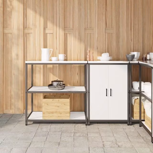Berkfield Home Modern White Kitchen Storage Set with 2 Pieces and Internal Shelves, W/D/H: 150 x 50 x 92 cm – 1