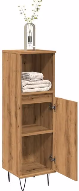 Berkfield Home Artisan Oak Bathroom Cabinet, Brown, W/D/H: 30 x 30 x 100 cm – 1