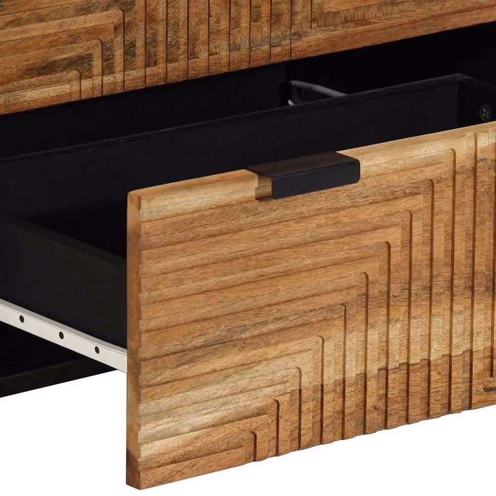 Berkfield Home Set of 2 Brown Acacia Solid Wood Sideboards, W/D/H: 60 x 33 x 75 cm – 4