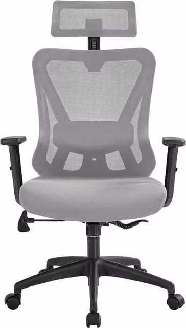 Yaheetech Ergonomic Grey Fabric Mesh Office Chair with Headrest and Armrests