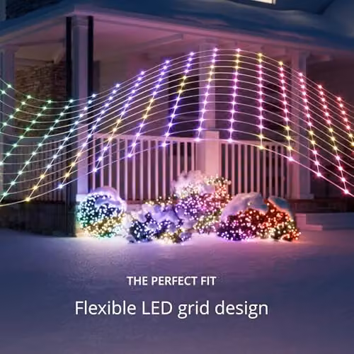 Twinkly Net Lights with 260 Mappable RGB LEDs, Multicolour Smart LED Grid for Indoor and Outdoor Use, W/H: 120 x 190 cm – 2