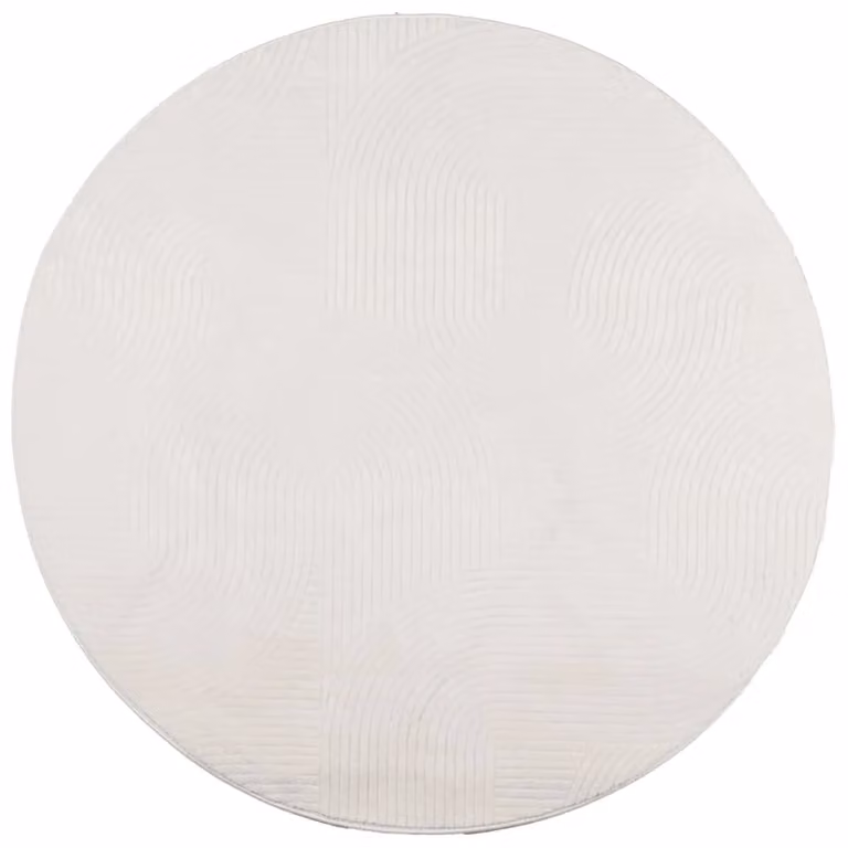 Berkfield Home IZA Round Short Pile Scandinavian Style Rug in Beige, Diameter: 80 cm
