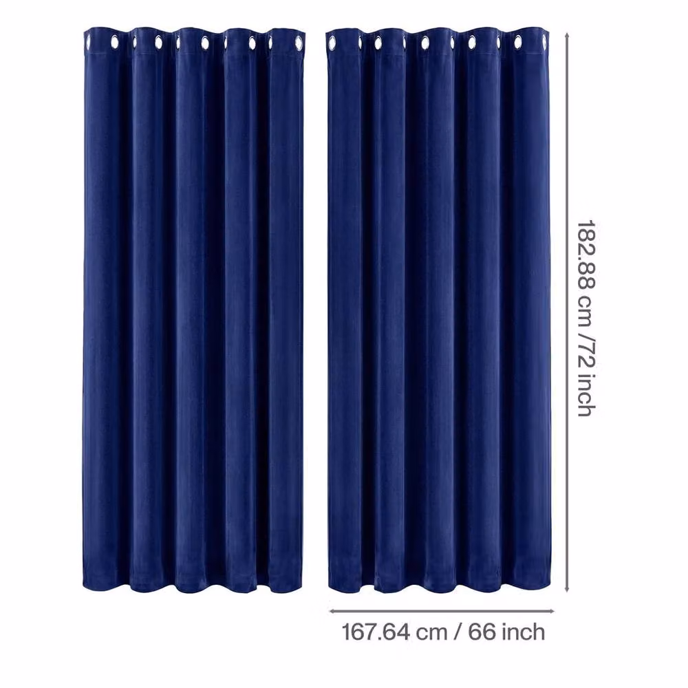 VOGREX Blue Velvet Thermal Blackout Eyelet Curtains – 2