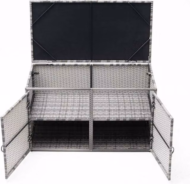 FORGEVIO Grey Lidded PE Rattan Storage Box