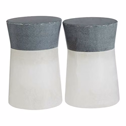 Premier Housewares Marble and Ceramic Rounded Salt and Pepper Set in White and Grey