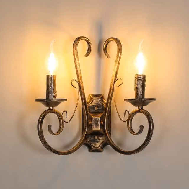 COMELY Rustic Bronze Metal Indoor Wall Lights with E14 Base – 1