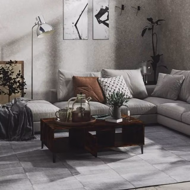 Berkfield Home Modern Rectangular Coffee Table in Smoked Oak Brown, W/D/H: 103.5 x 60 x 35 cm
