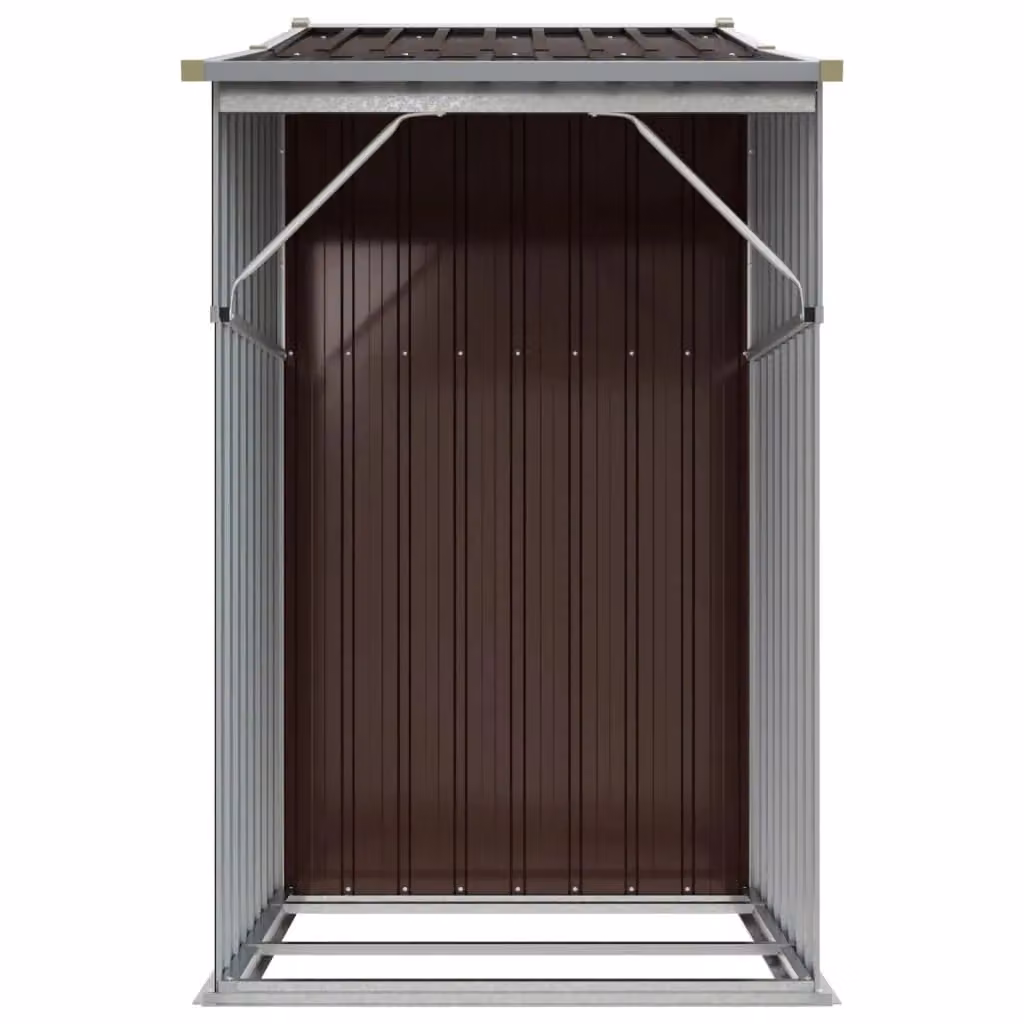Berkfield Home Brown Galvanised Steel Garden Shed W/D/H: 277 x 93 x 179 cm – 3