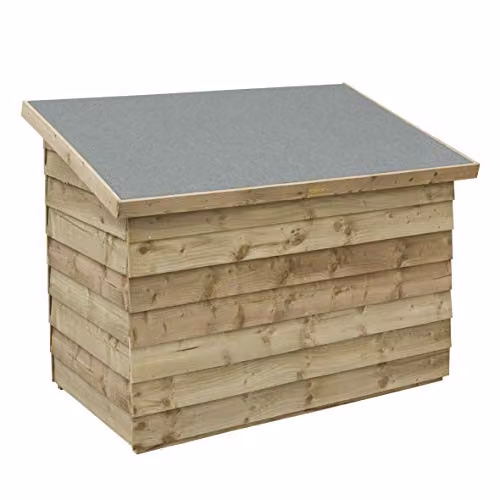 Rowlinsons Overlap Patio Chest in Brown Wood, W/D/H: 120 x 72 x 92 cm