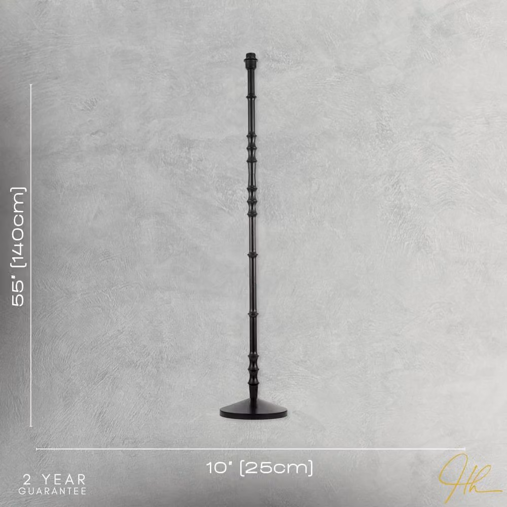 Happy Homewares Classic Black Wood Floor Lamp Base with Reeded Stem Design, Height: 140 cm – 4