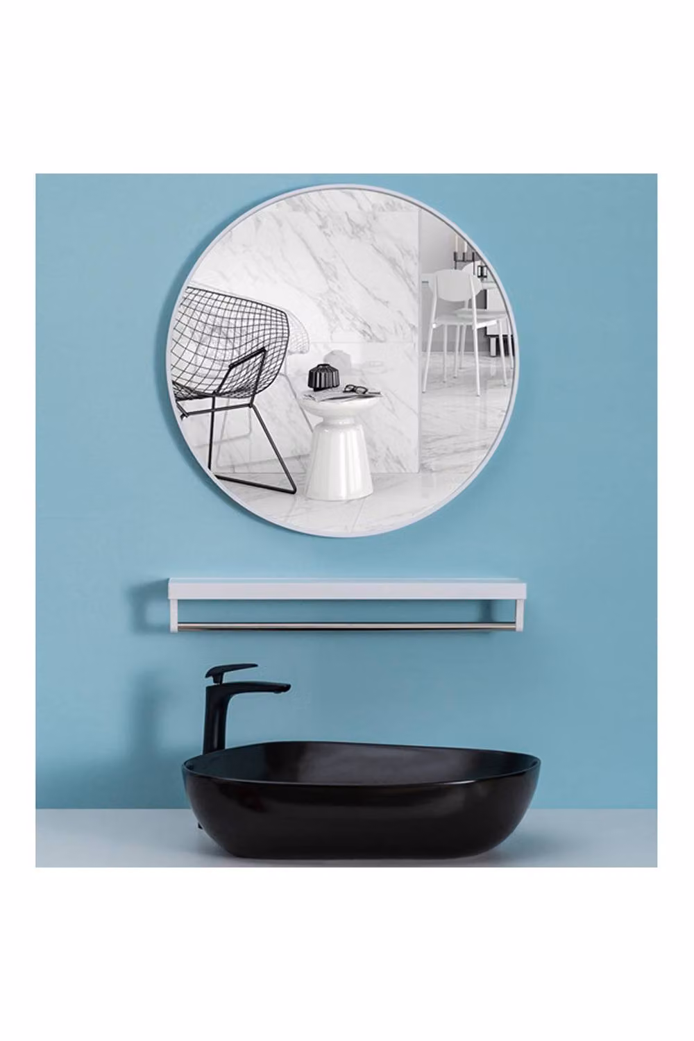 Living and Home Nordic Round LED Wall Mirror in Sand – 3