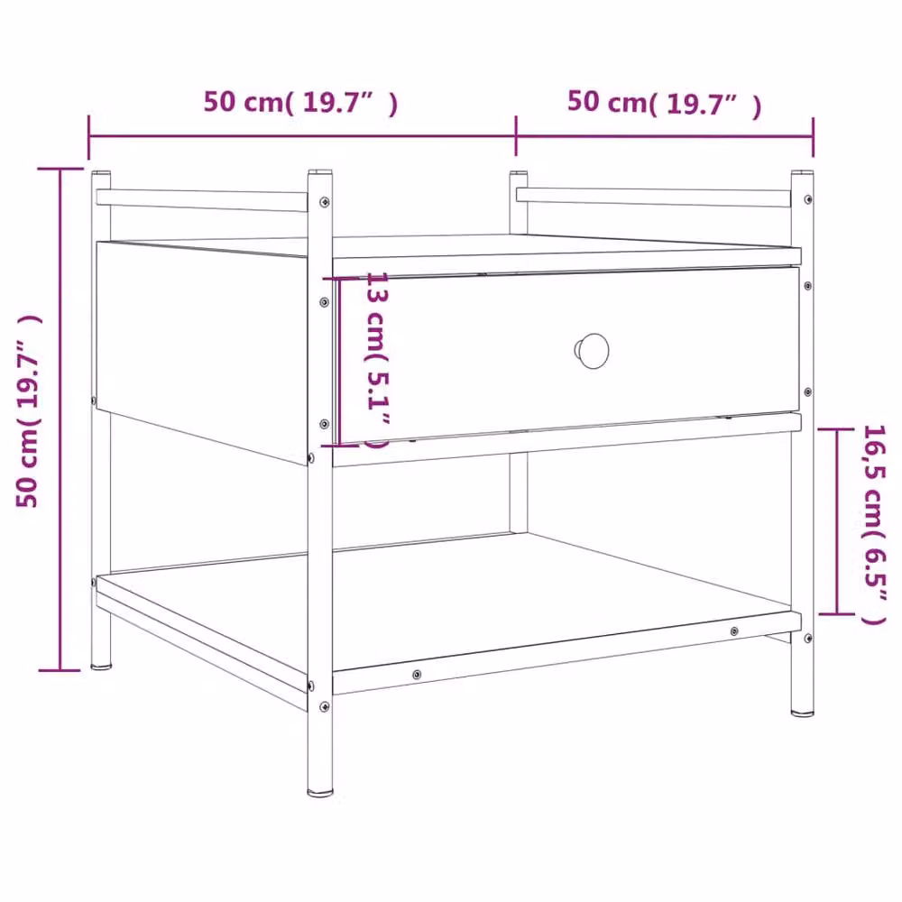 Berkfield Home Decorative Coffee Table in Grey Sonoma, W/D/H: 50 x 50 x 50 cm – 4