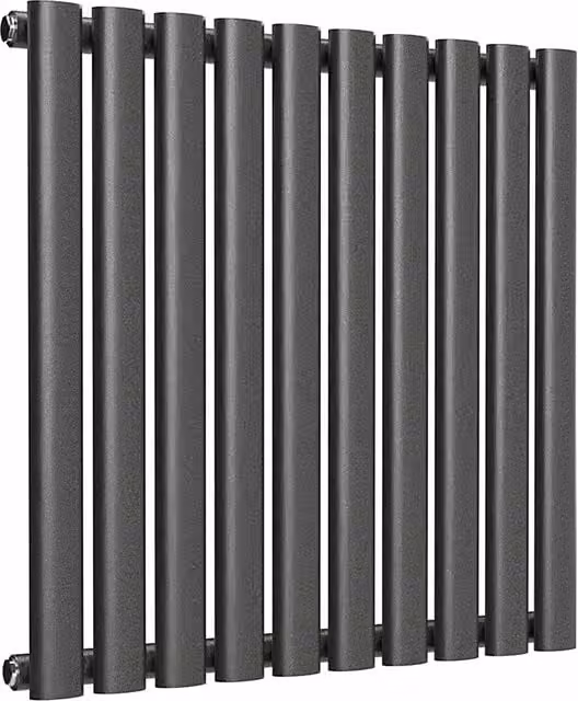Lux Heat Oval Horizontal Single Radiator in Pewter, W: 60 cm, H: 54 cm