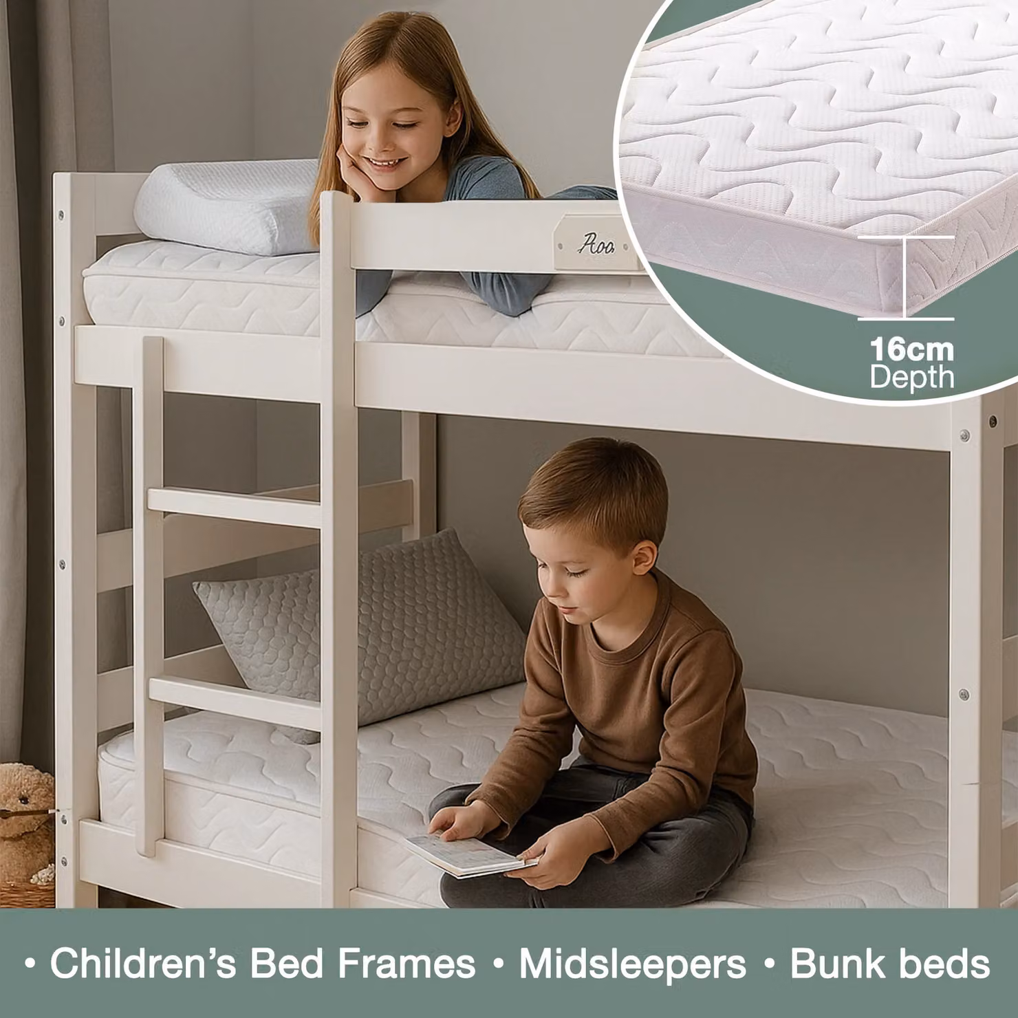 Rest Relax Little Champ Single Pocket Spring Mattress in White for Bunk, Cabin and Mid Sleeper Beds – 3