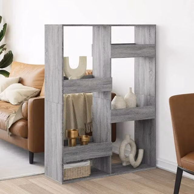 Berkfield Home Grey Sonoma Room Divider in Engineered Wood, W: 100 cm, D: 33 cm, H: 135 cm
