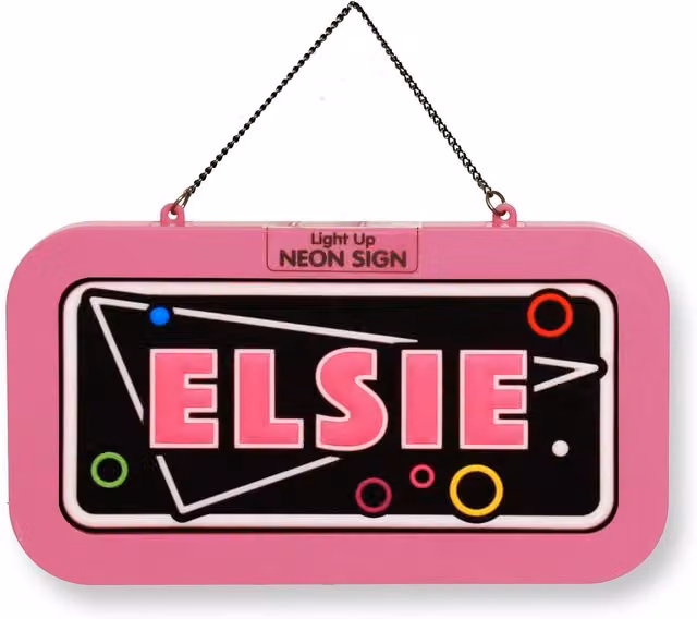 History & Heraldry Elsie Pre-personalised Light-Up Neon Bedroom Sign in Black and Multicolour