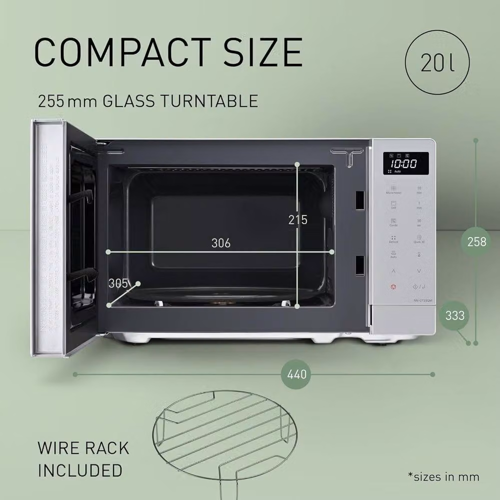 Panasonic 20L 1000W Microwave Combi Oven and Grill with LED Display in Silver – 6