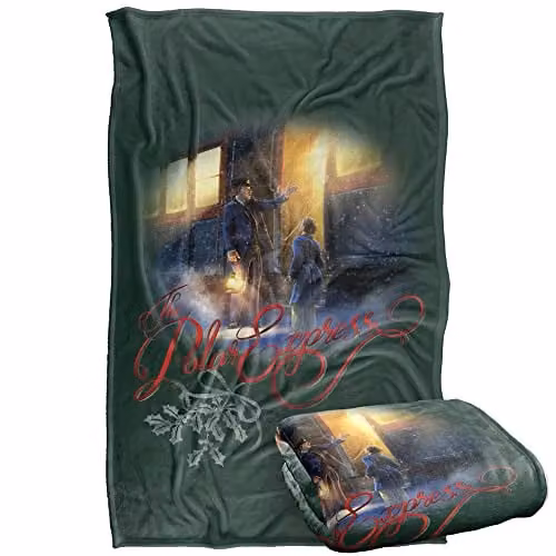 Warner Bros. Polar Express Conductors Welcome Super Soft Fleece Throw Blanket, Multicolour, W: 91 cm, D: 147 cm – 1