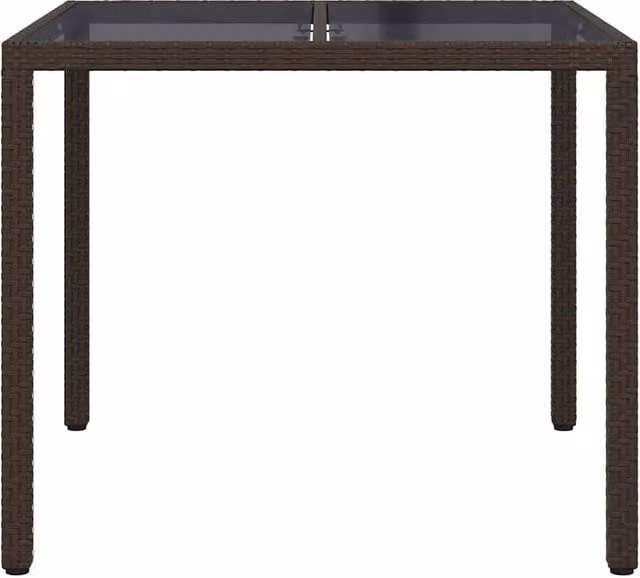 Berkfield Home Modern Brown Poly Rattan Garden Dining Table W/D/H: 90 x 90 x 75.5 cm – 1