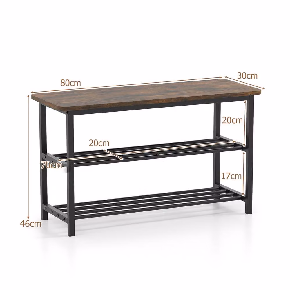Costway 3-Tier Shoe Storage Bench and Freestanding Boot Organiser in Brown – 2