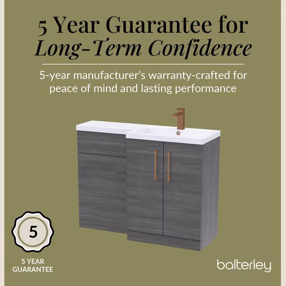 Balterley Modern Right-Hand Vanity and WC Unit Combination in Matt Grey Woodgrain Anthracite – 4