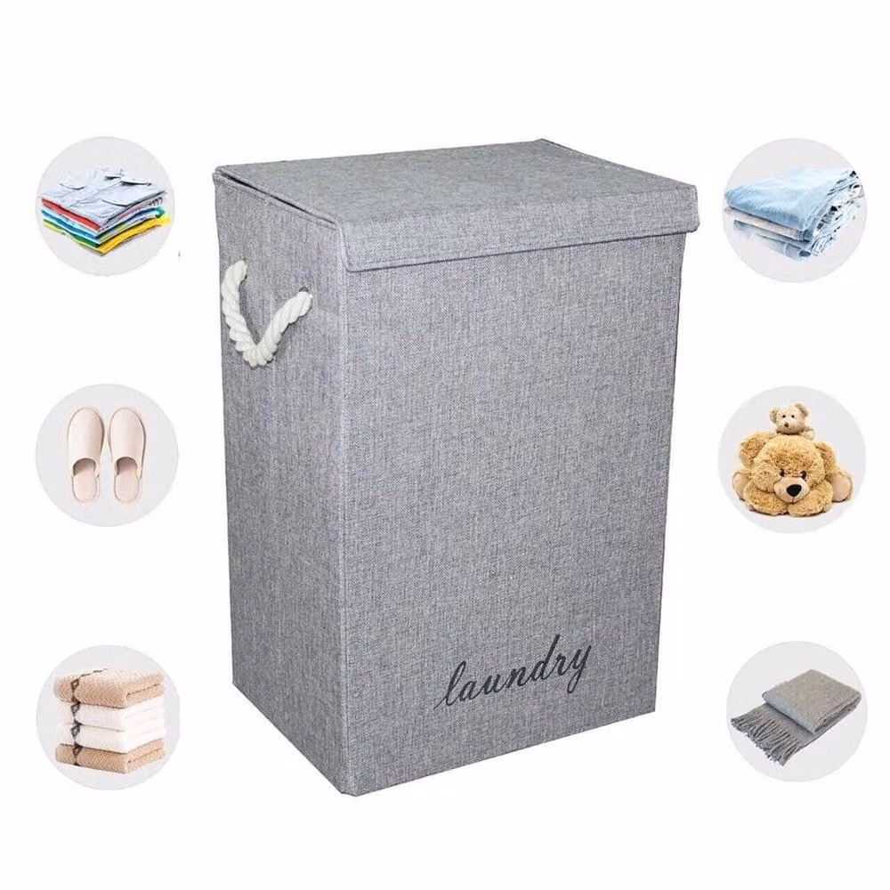 SPETLEK 72L Folding Laundry Hamper Basket with Lid in Grey – 2