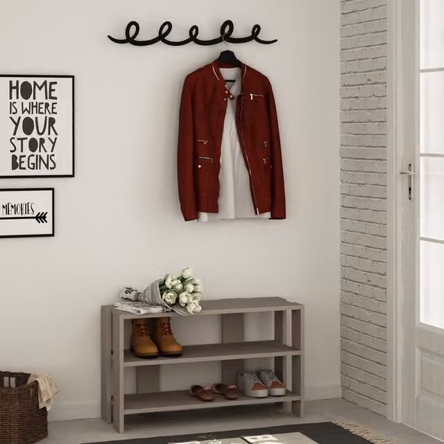 Decortie Tono Modern Shoe Rack with Hanger in Mocha Grey