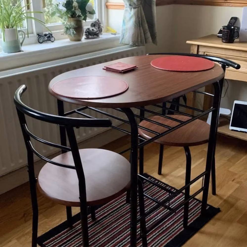 Kelvenix Kitchen Small Table and 2 Chairs Set in Brown – 3