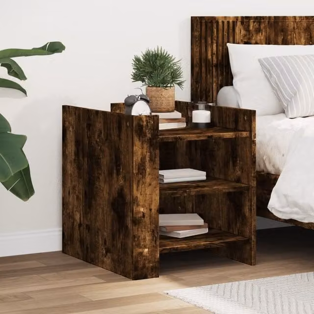 Berkfield Home Bedside Cabinet in Smoked Oak Brown, W/D/H: 45 x 50 x 50 cm – 1