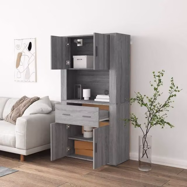 Berkfield Home Modern Grey Sonoma Highboard in Matt Engineered Wood W/D/H: 70 x 33 x 80 cm – 1