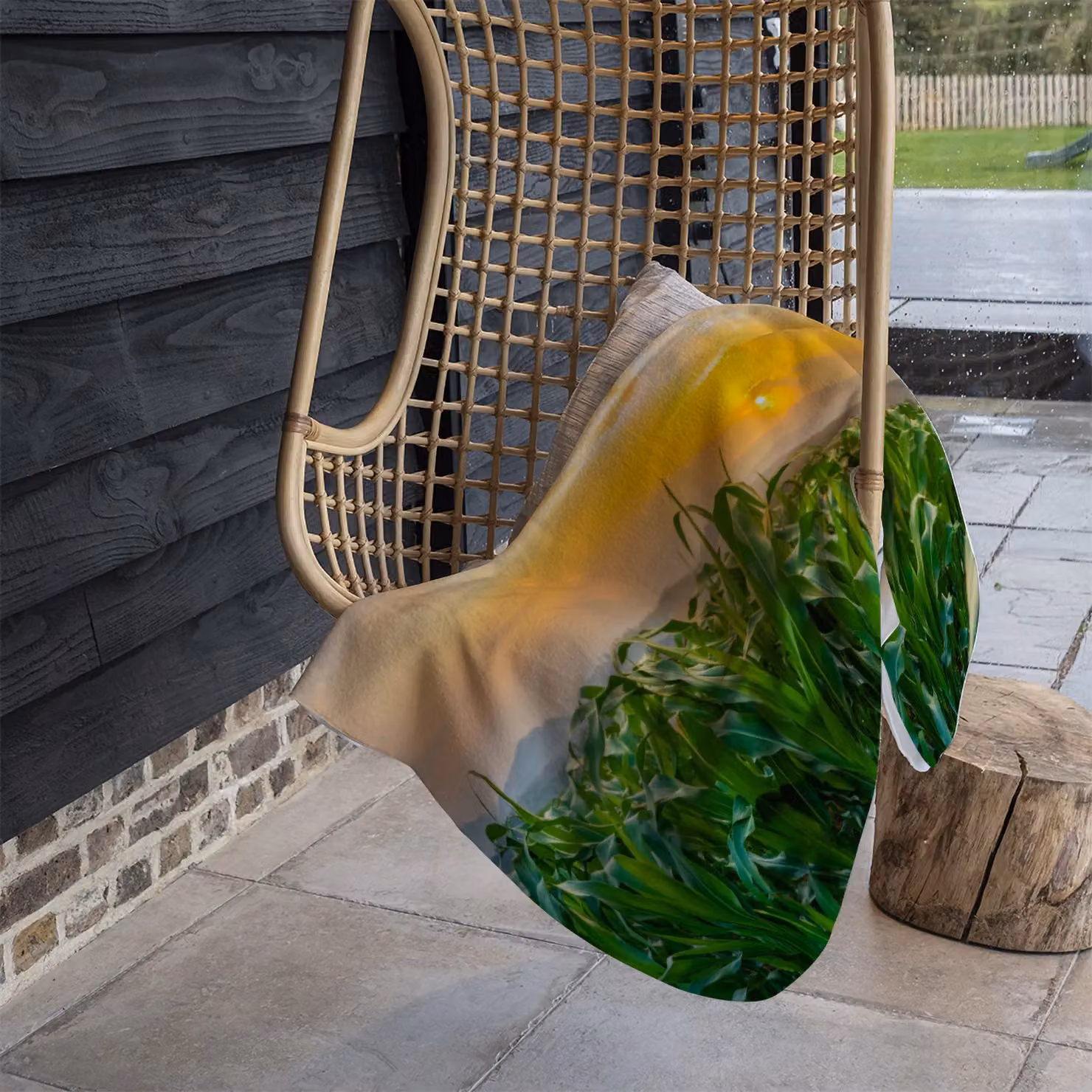 Benjamin Tate Design Green Corn Field Fleece Blanket in Green and Beige, W: 120 cm, D: 150 cm – 3