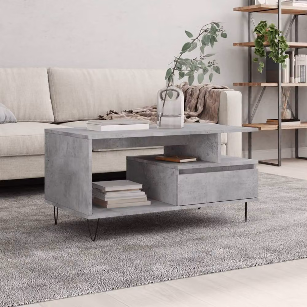 Berkfield Home Modern Rectangular Coffee Table in Grey with Lift Mechanism, W/D/H: 90 x 49 x 45 cm – 2