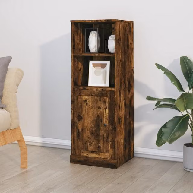 Berkfield Home Smoked Oak Highboard in Brown, W/D/H: 36 x 35.5 x 103.5 cm