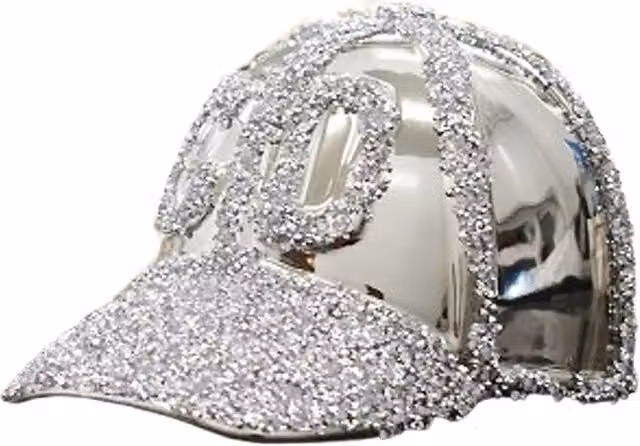 DEENZ Silver Crystal Crushed Jewel Diamond Baseball Cap for Adults