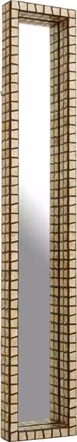 Orsina Tall Rectangular Wall Mirror with Shell Mosaic Inlay in Black and Gold