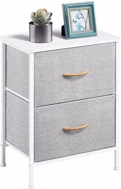 KORVIXA 2-Drawer Fabric Vertical Dresser in Grey – 1