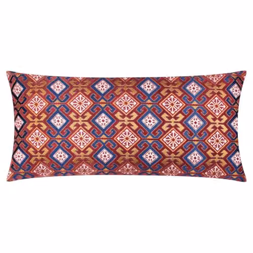 Paoletti Laurel Velvet Rectangular Cushion in Red and Gold, W: 60 cm, H: 30 cm, D: 30 cm