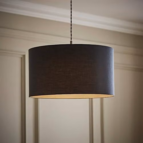 ValueLights Reni Modern Grey Fabric Cylinder Drum Ceiling Lamp Shade, Width: 25 cm – 3