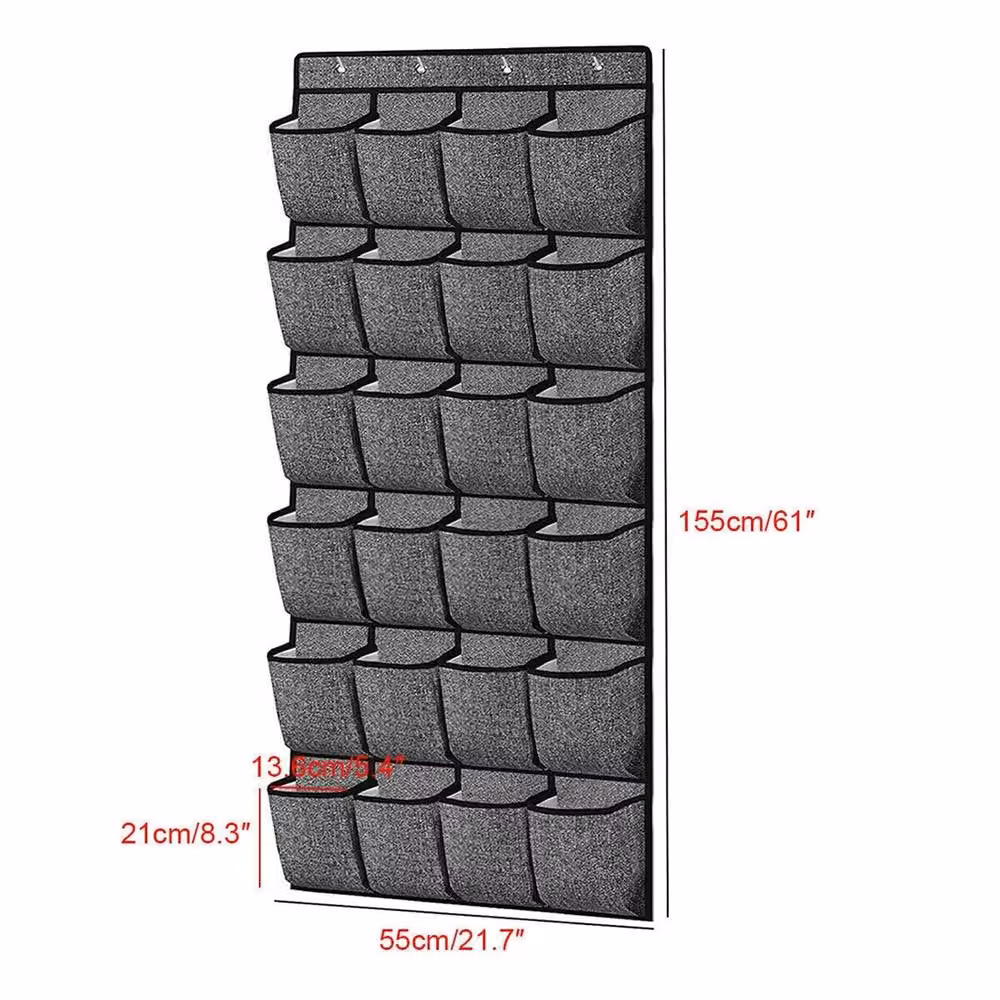 SPETLEK 24 Pocket Over Door Shoe Holder Hanging Storage Organiser in Grey – 2