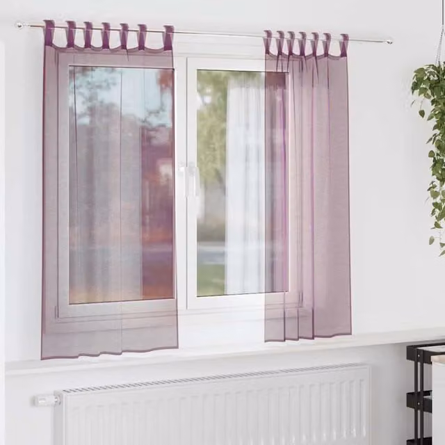 Berkfield Home Purple Voile Curtains with Rod Pockets, 2 Pack – 1