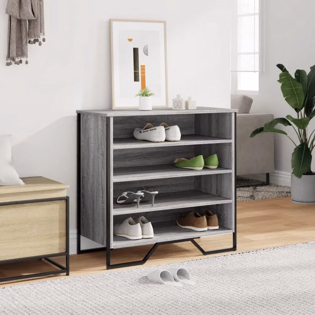 Berkfield Home Grey Industrial Shoe Cabinet with Integrated Seat, W/D/H: 80 x 38 x 78 cm – 2