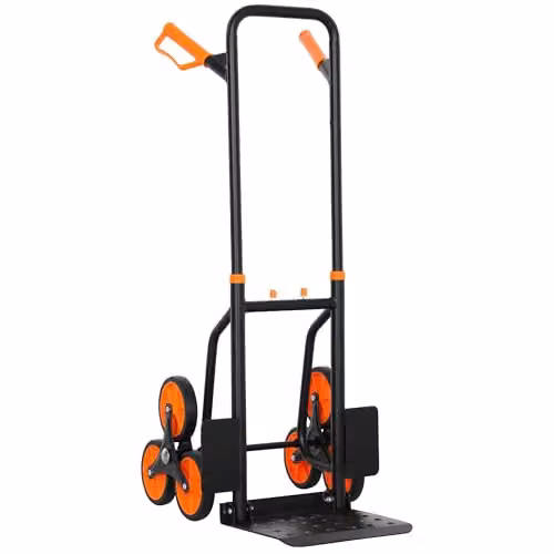 DURHAND Heavy Duty Foldable Stair Climbing Hand Truck in Orange Steel – 1