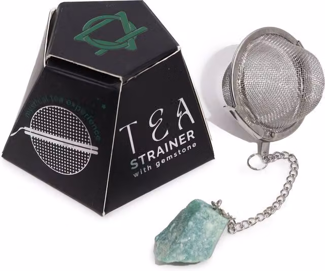 KDMK Green Aventurine Raw Crystal Gemstone Tea Strainer with Fine Mesh Stainless Steel Sieve